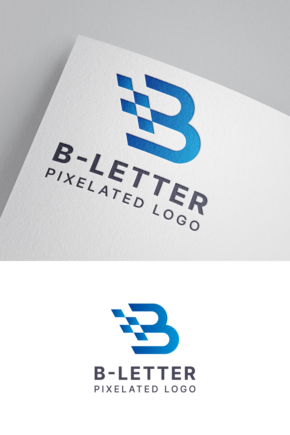 B letter pixelated logo pinterest preview image.