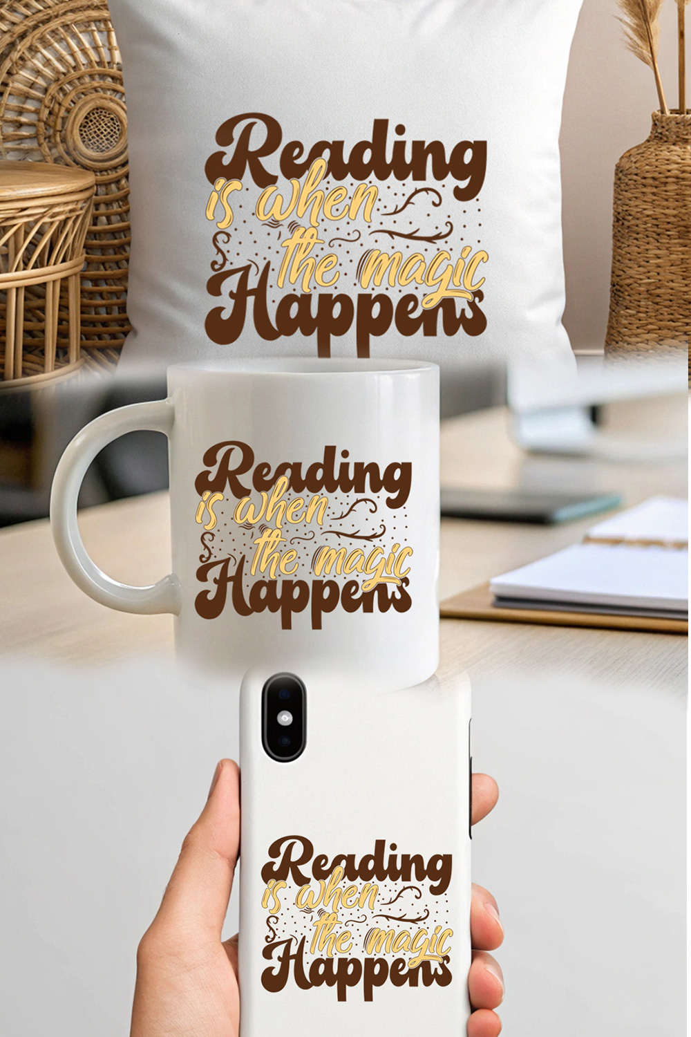 Beautiful book lover quote for t-shirts, mugs, posters, and tote bags reading t shirt design pinterest preview image.