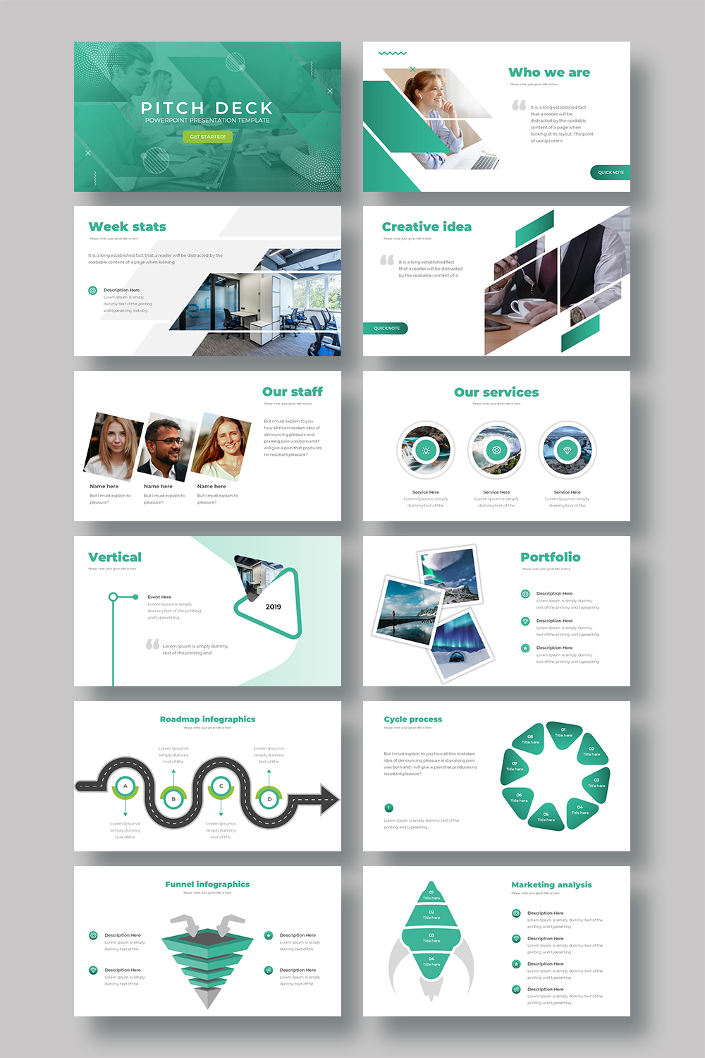 Pitch Deck PowerPoint presentation templates pinterest preview image.