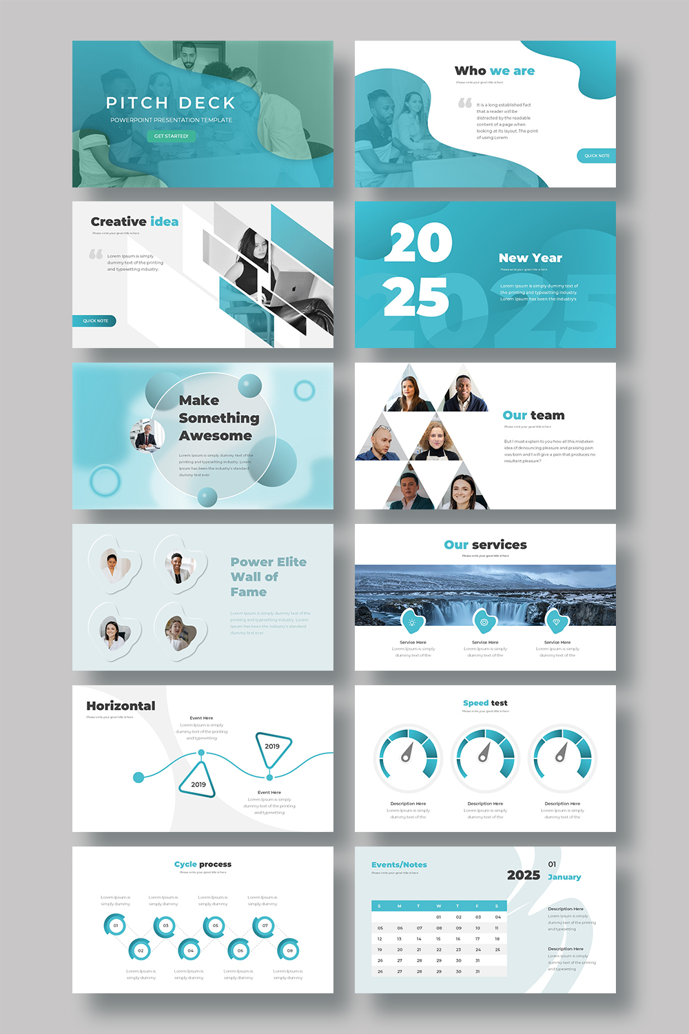 Pitch Deck animated PowerPoint presentation templates pinterest preview image.