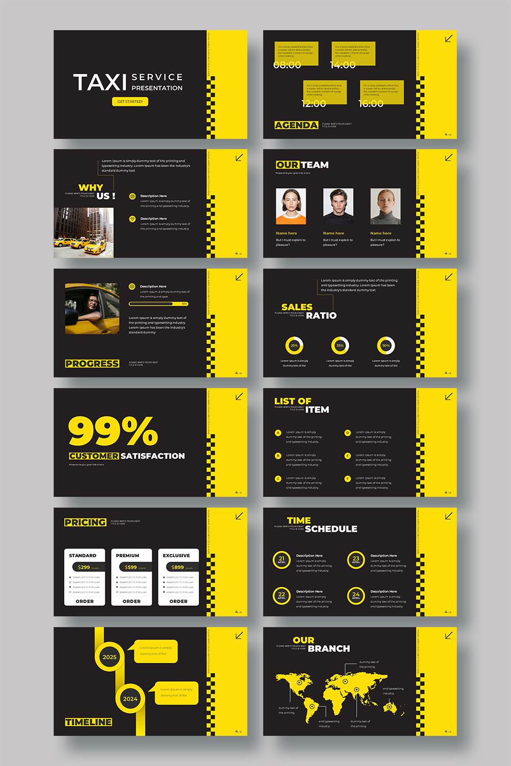 Taxi Services PowerPoint presentation templates pinterest preview image.