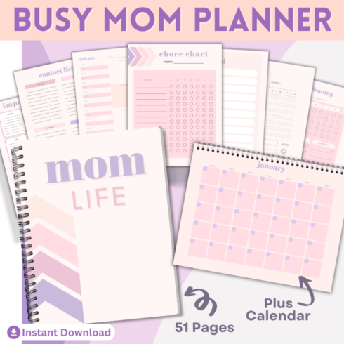 PLR Busy Mom Planner cover image.