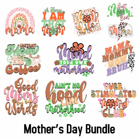 Mother's Day T-shirt Bundle Design cover image.