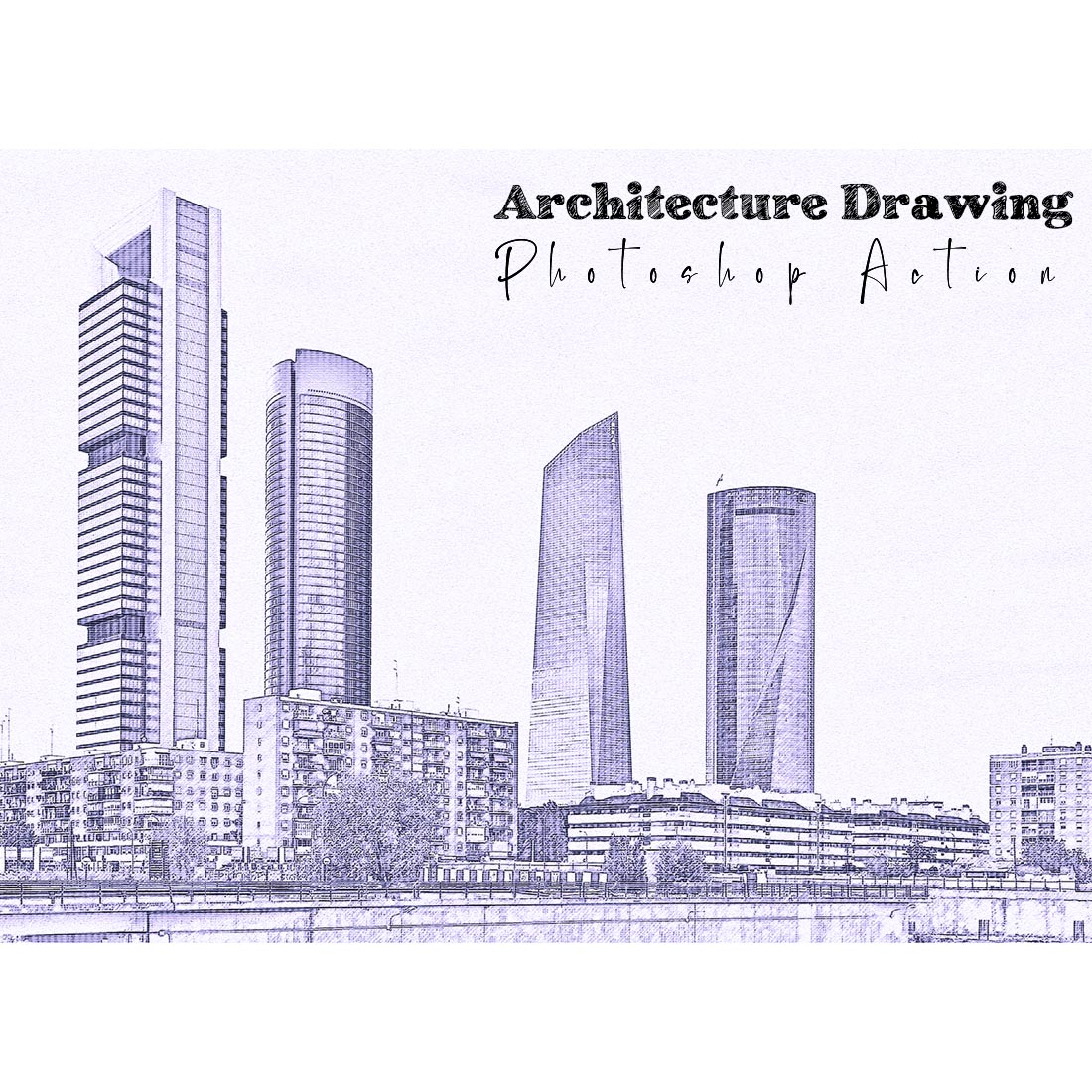 Architecture Drawing Photoshop Action cover image.