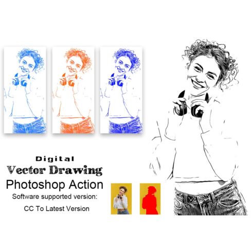 Digital Vector Drawing Photoshop Action cover image.