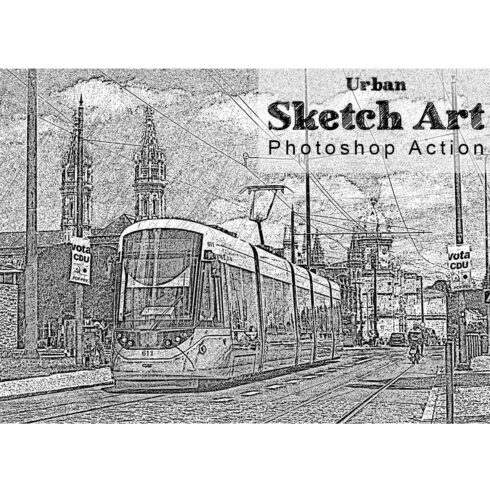 Urban Sketch Art Photoshop Action cover image.