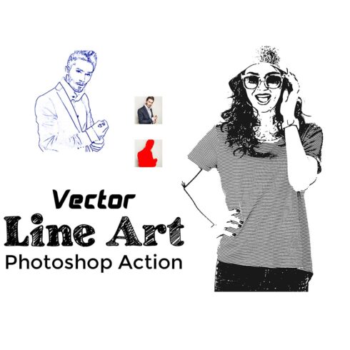 Vector Line Art Photoshop Action cover image.