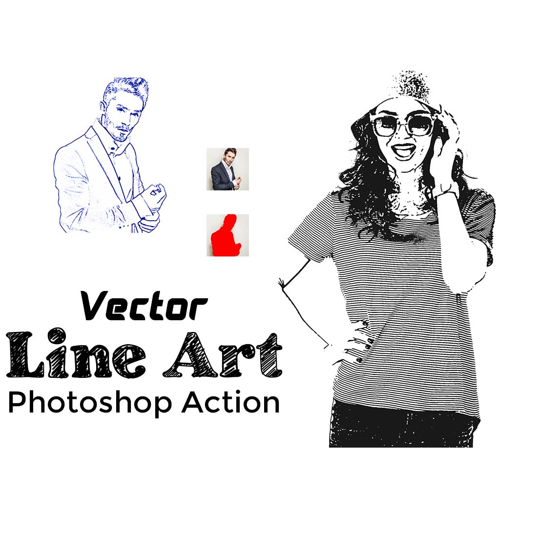 Vector Line Art Photoshop Action cover image.