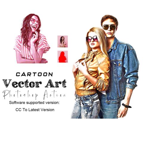 Cartoon Vector Art Photoshop Action cover image.