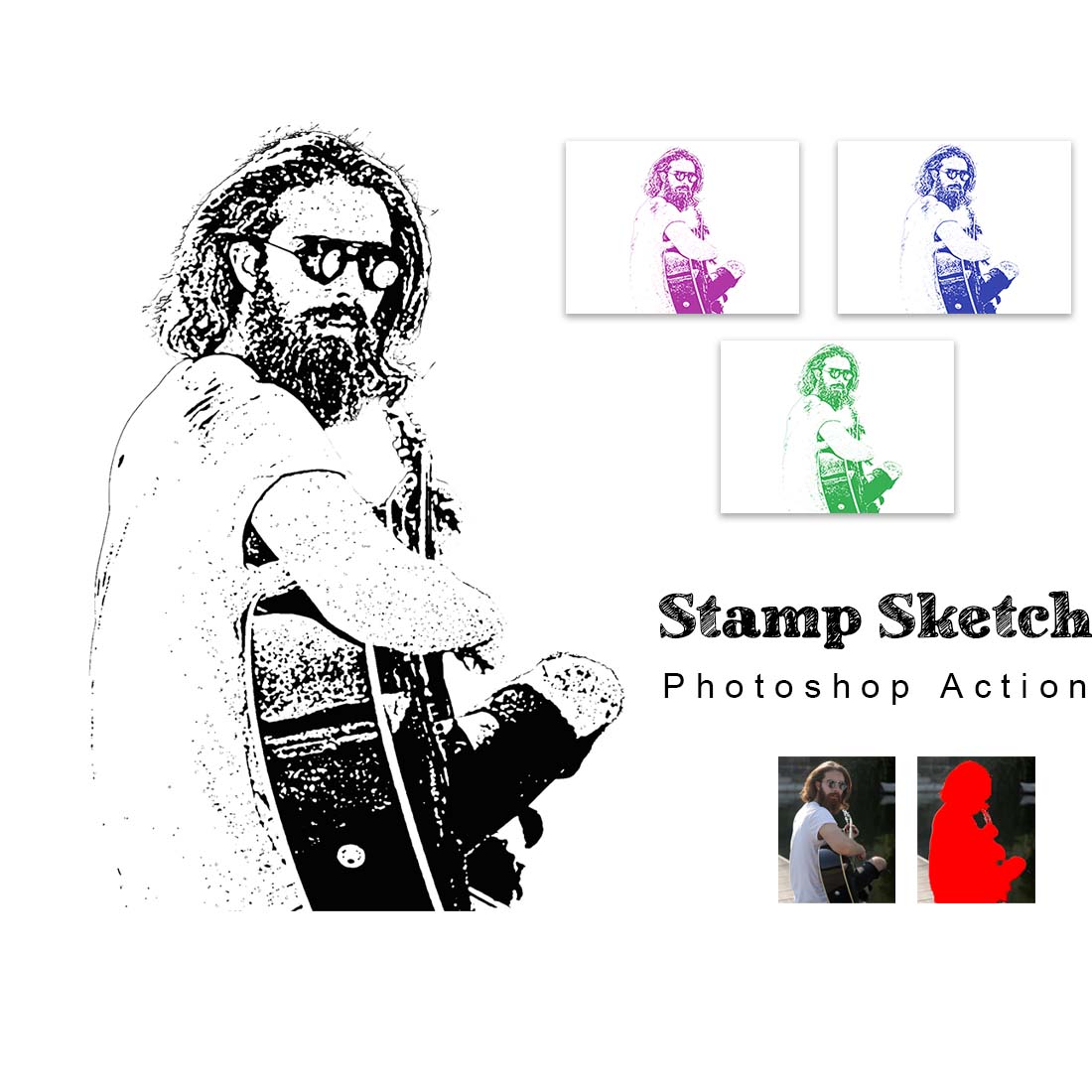 Stamp Sketch Photoshop Action cover image.