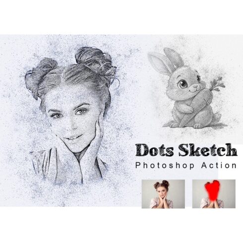 Dots Sketch Photoshop Action cover image.