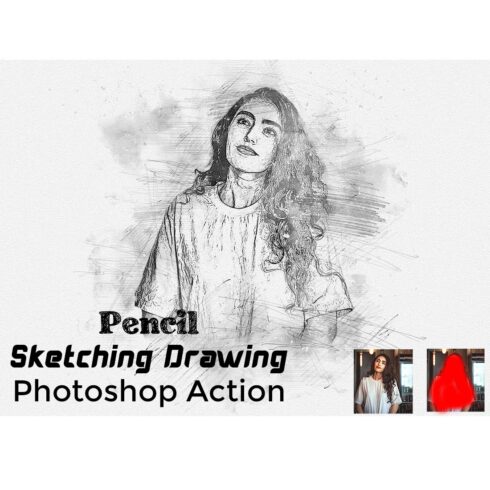 Pencil Sketching Drawing Photoshop Action cover image.