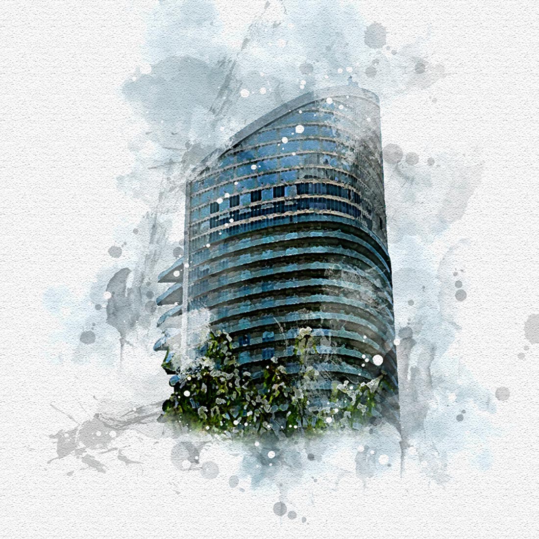 Watercolor Architecture Photoshop Action preview image.