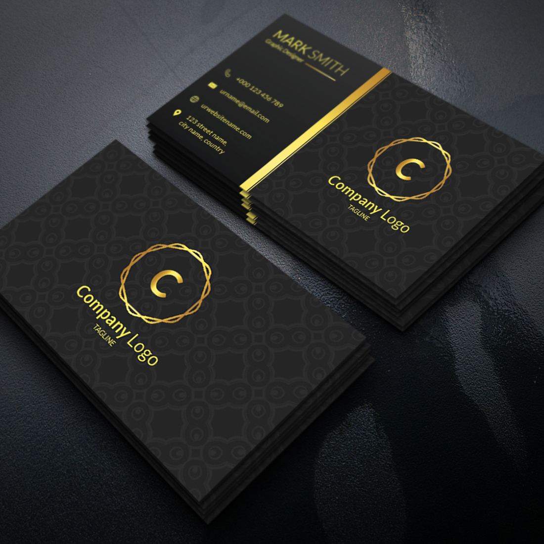 Creative Golden Business Card cover image.