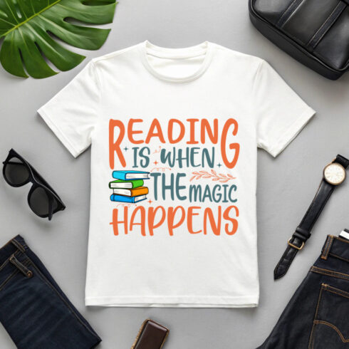 Reading Is When the Magic Happens – Colorful Book Lover Typography T-Shirts & Merchandise cover image.