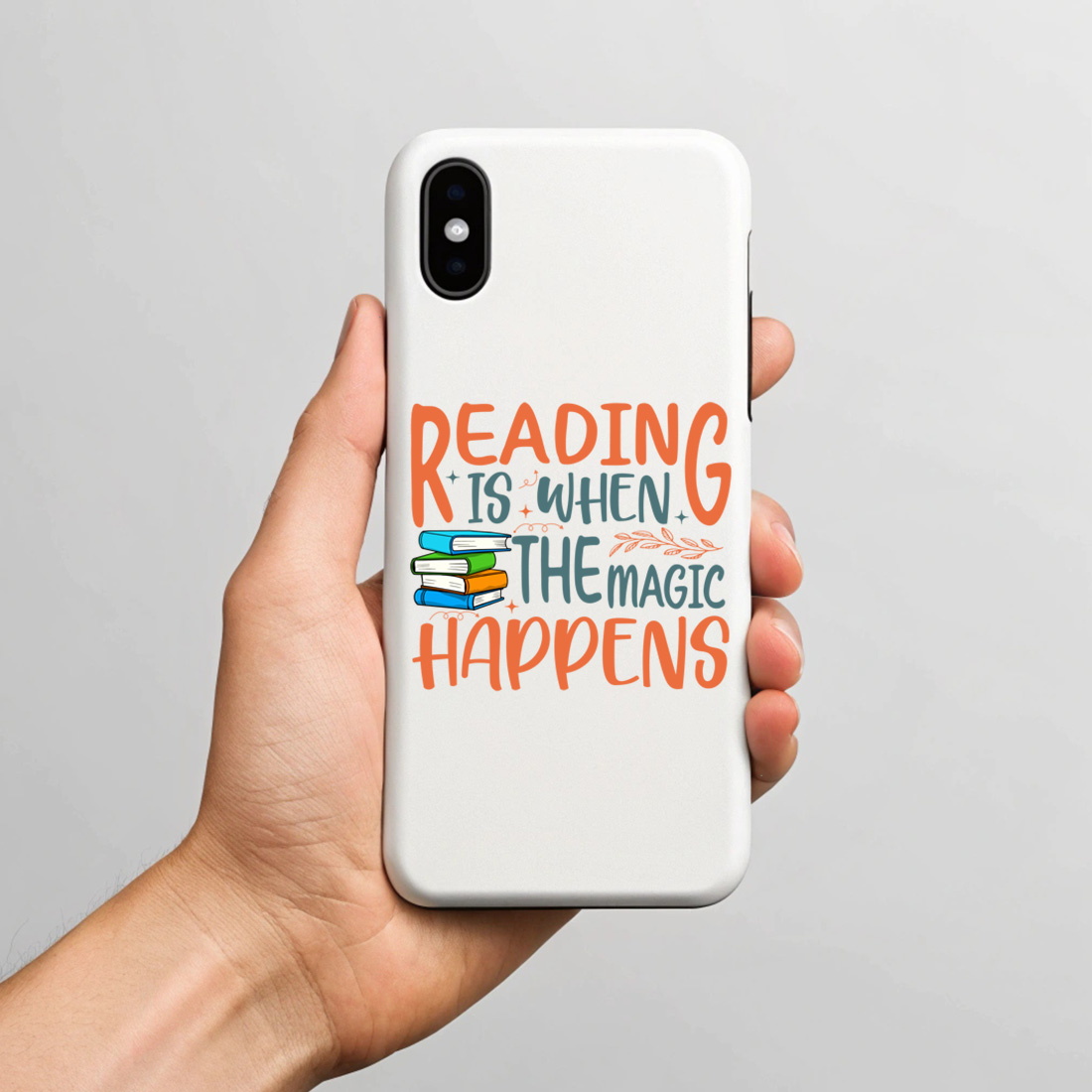 reading is when the magic happens – colorful book lover typography t shirts merchandise. 7 with phone case mock up 787