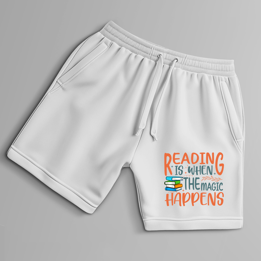 reading is when the magic happens – colorful book lover typography t shirts merchandise. 9 with shorts mock up 981