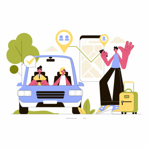 9 Ride Sharing Services Illustration cover image.