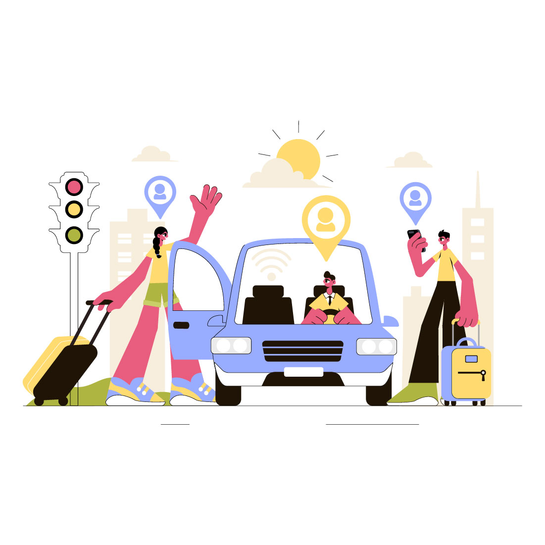 9 Ride Sharing Services Illustration preview image.