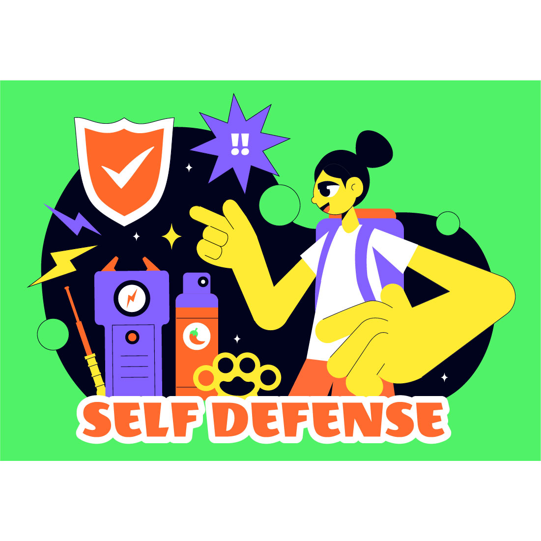 8 Self Defense Vector Illustration preview image.