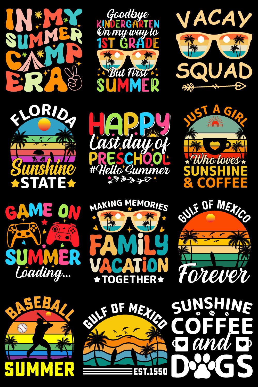 15 Summer T Shirt Design Bundle Vol-1 pinterest preview image.