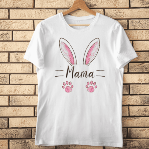 Cute Bunny Ears Mama T-shirt Design cover image.