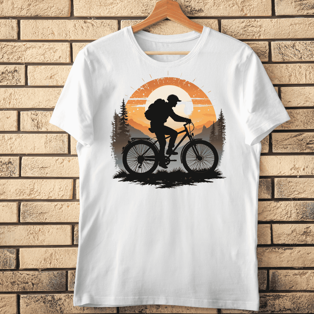 Sunset Mountain Biker T-shirt Design cover image.