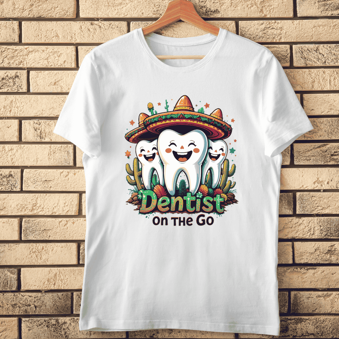 Funny Dental with Sombrero and Teeth T-Shirt Design cover image.