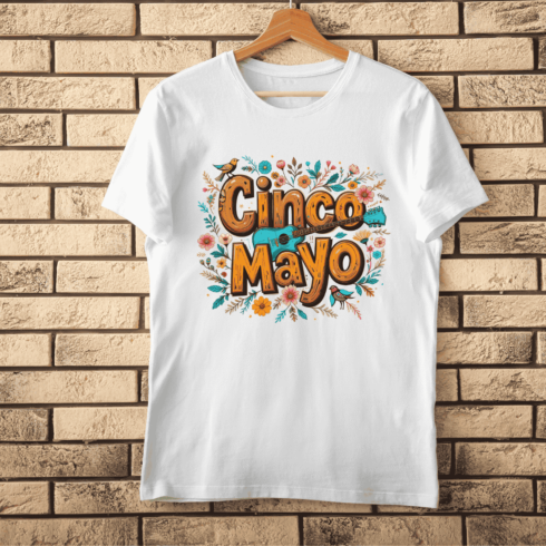 Cinco de Mayo Guitar Floral T-Shirt Design cover image.