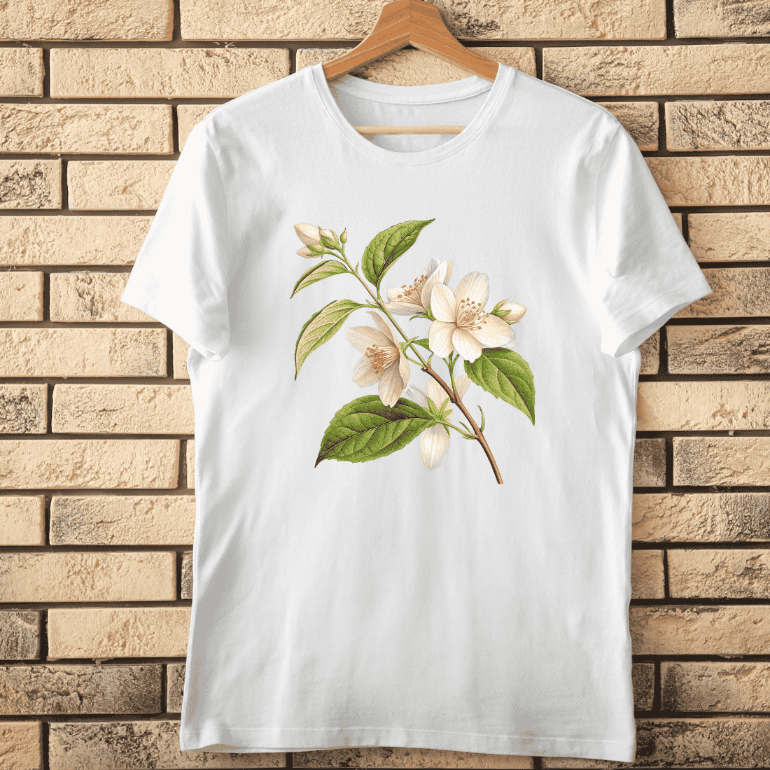 White Jasmine Flower T-Shirt Design preview image.