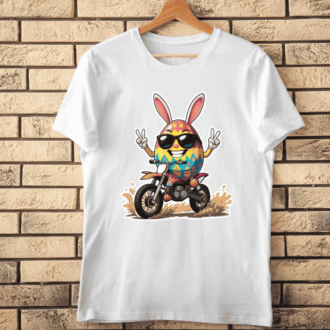 Funny Egg Motorbike T-shirt Design cover image.