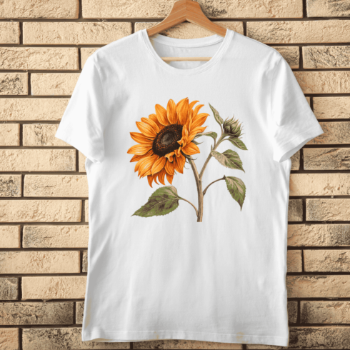 Floral Sunflower Bloom T-Shirt Design cover image.