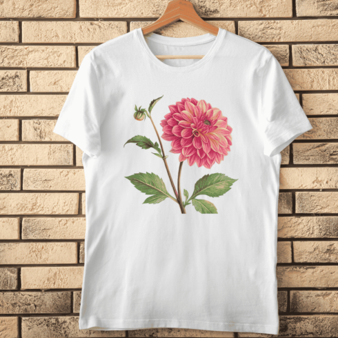 Pink Dahlia Flower T-Shirt Design cover image.