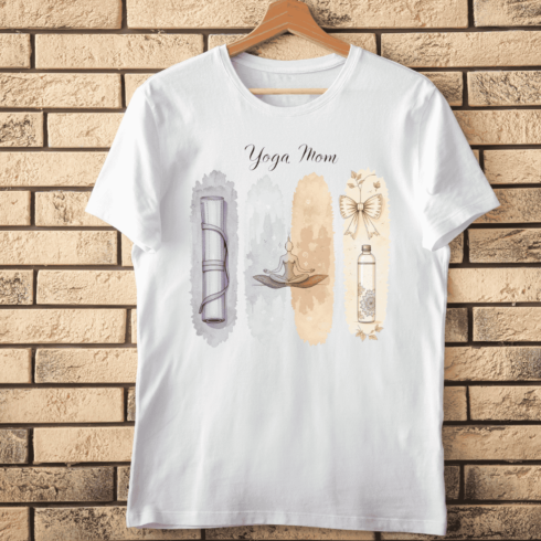 Watercolor Yoga Mom T-Shirt Design cover image.