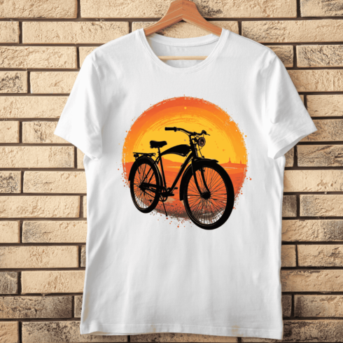 Retro Sunset Bicycle Silhouette T-shirt Design cover image.