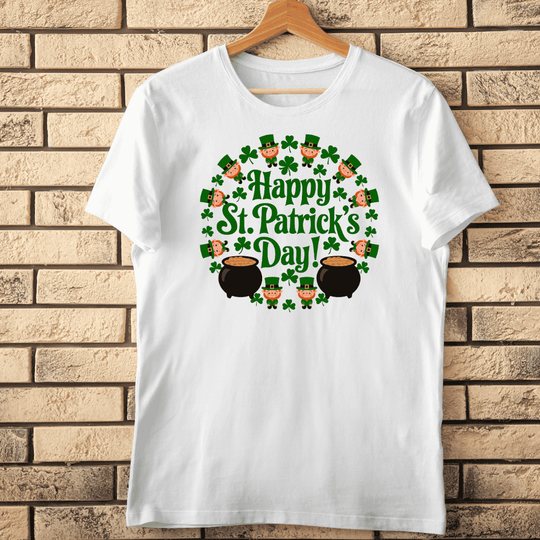 Happy St Patrick's Day Wreath T-shirt Design cover image.