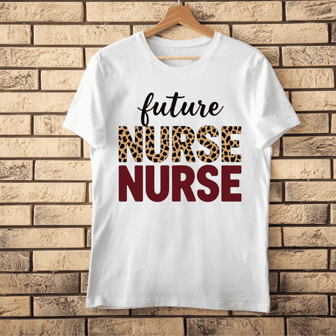 Leopard Print Future Nurse T-shirt Design cover image.