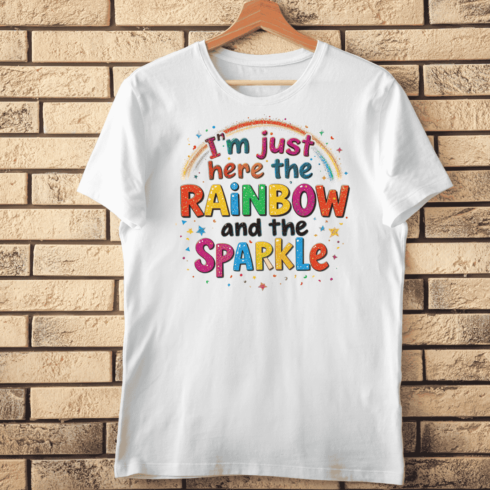 Colorful Typography With Rainbow Sparkle T-shirt Design cover image.