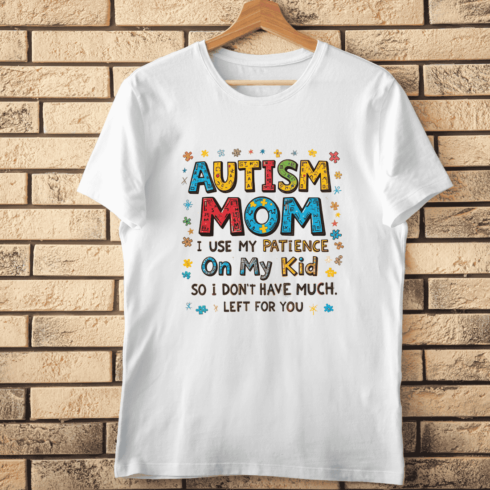 Autism Mom Typography T-shirt Design cover image.