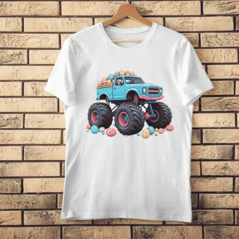 Eggs Monster Truck T-shirt Design cover image.