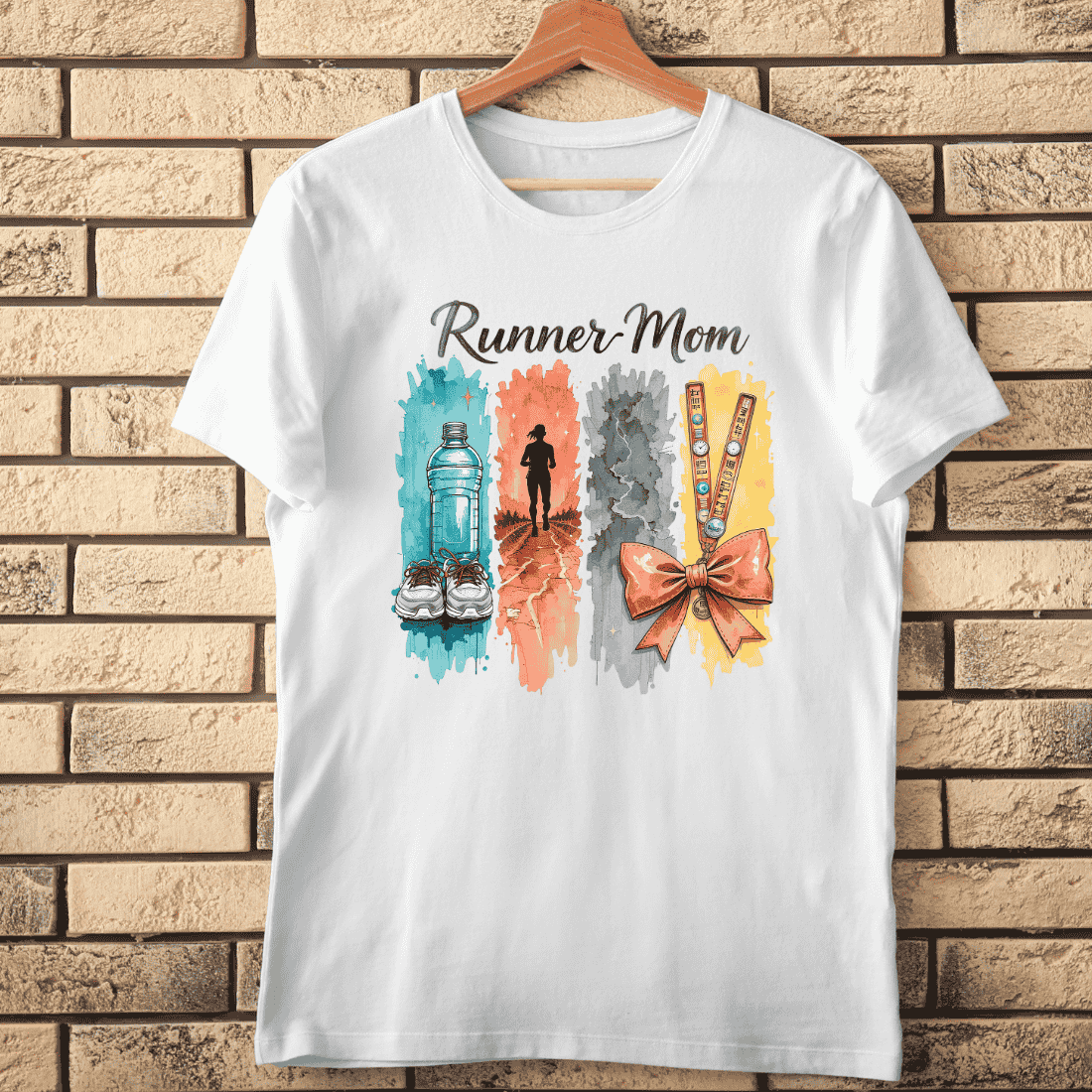 Watercolor Runner Mom T-Shirt Design cover image.