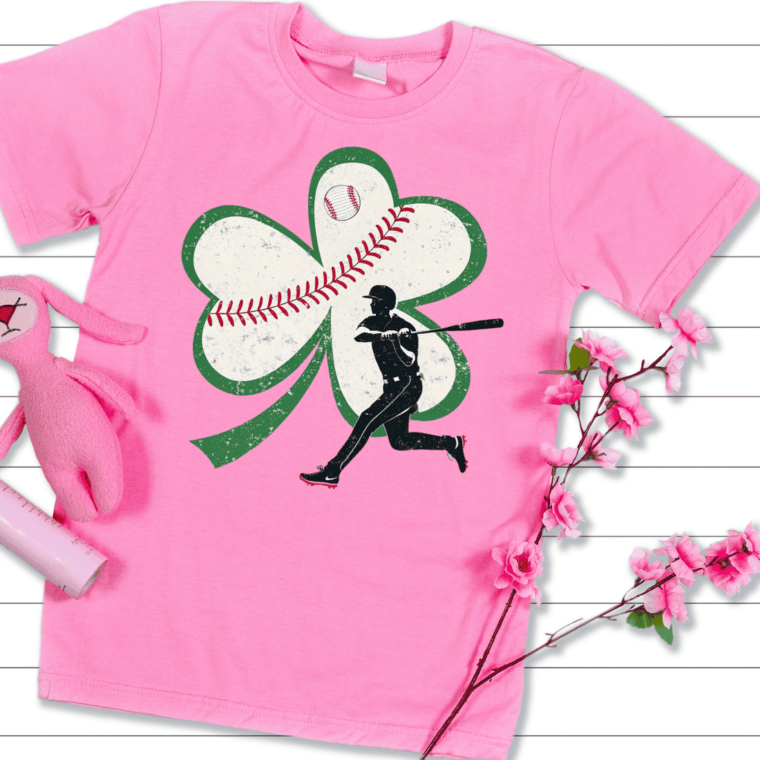 Baseball Shamrock T-shirt Design preview image.