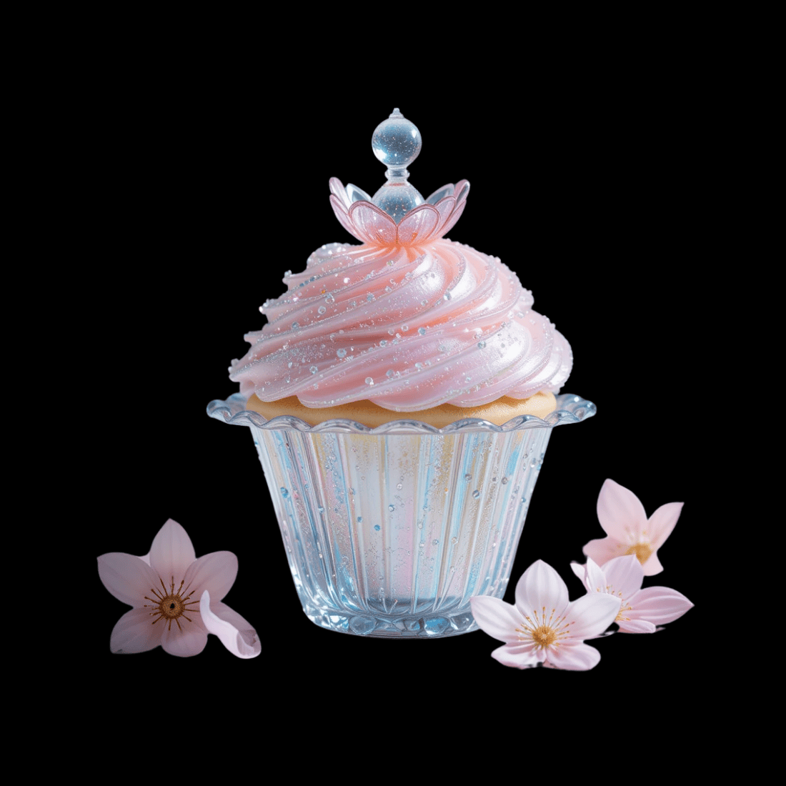 Delicate Cupcake with Floral Arrangement Illustration cover image.