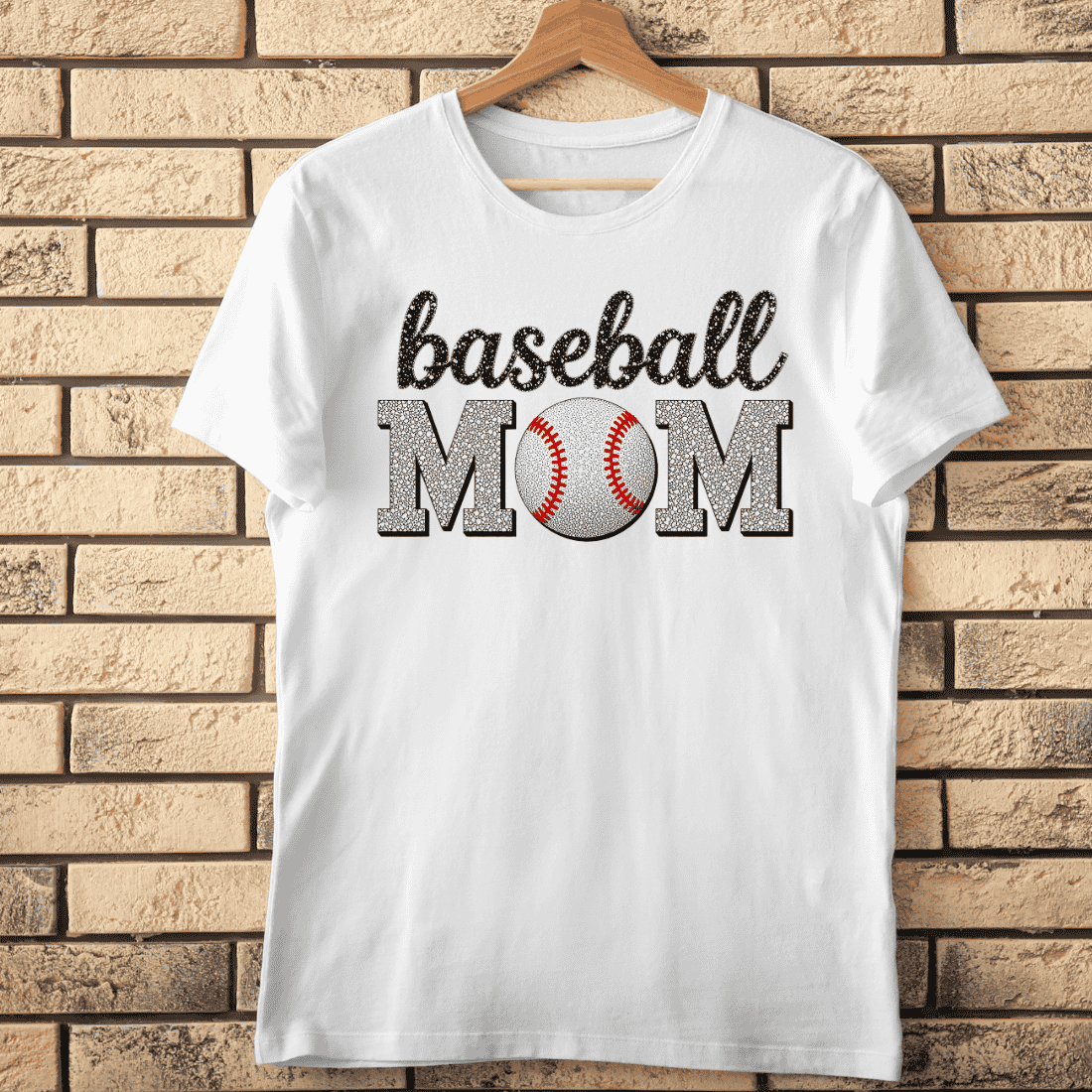 Glitter Baseball Mom T-shirt Design cover image.