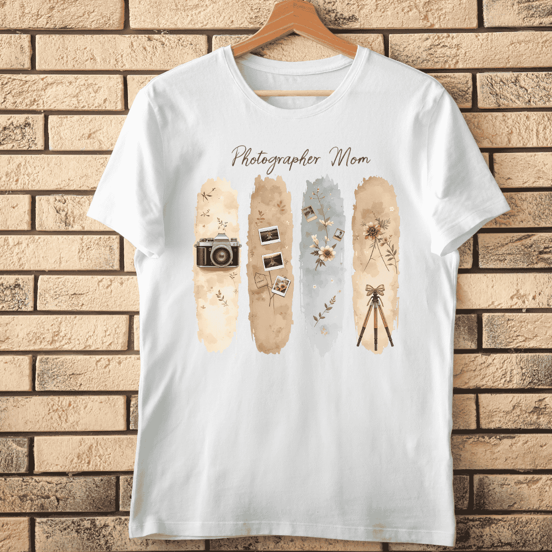 Watercolor Photographer Mom T-Shirt Design cover image.