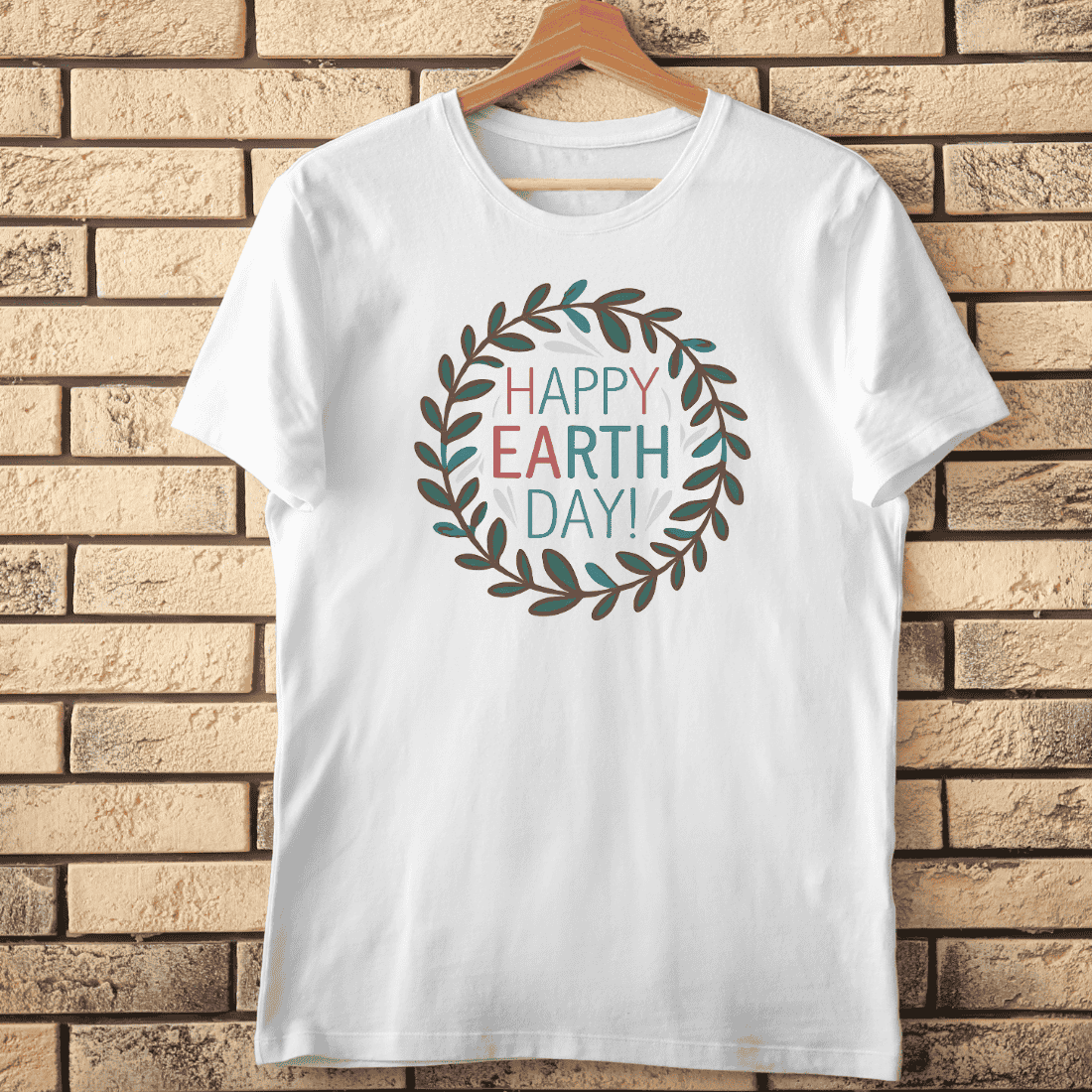 Earth Day with Leaf Wreath T-shirt Design cover image.