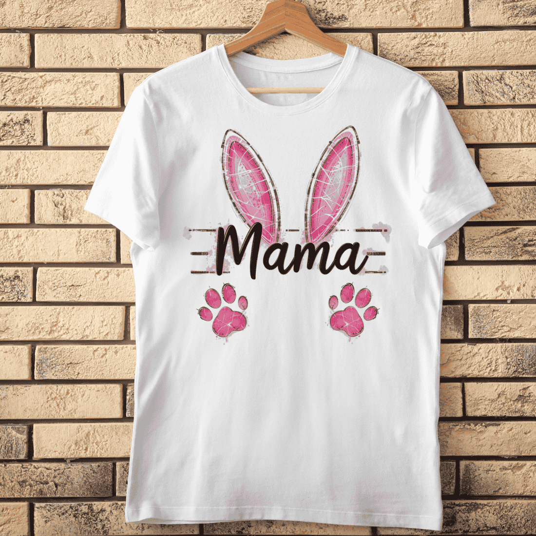 Bunny Ears Mama T-shirt Design cover image.