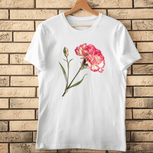 Pink Carnation Flower T-Shirt Design cover image.