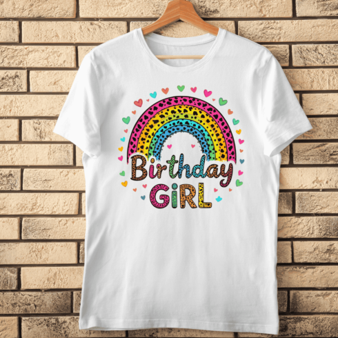 Birthday Girl Rainbow T-Shirt Design cover image.