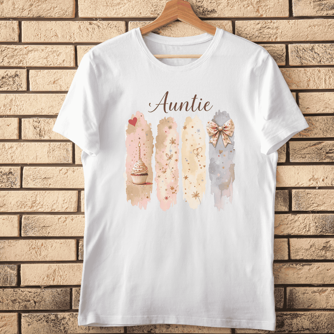 Watercolor Auntie Celebration T-Shirt Design cover image.